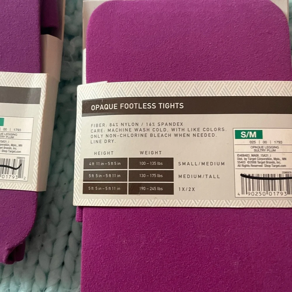 Merona Opaque Footless Tights — Purple (S/M) - Picture 6 of 7